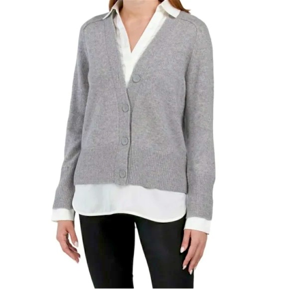 Magaschoni Cashmere Layered Cardigan Top | XL - Picture 1 of 8